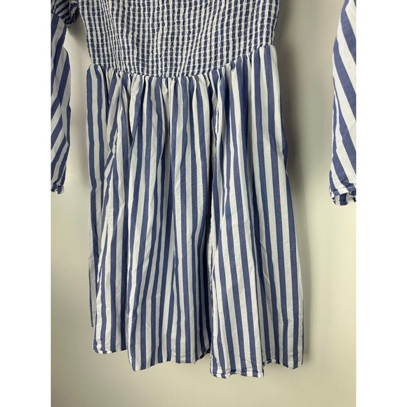 Torrid Blue Stripe Smocked Skater Dress Off The Shoulder Women's Plus Size 1 1X - Picture 9 of 11